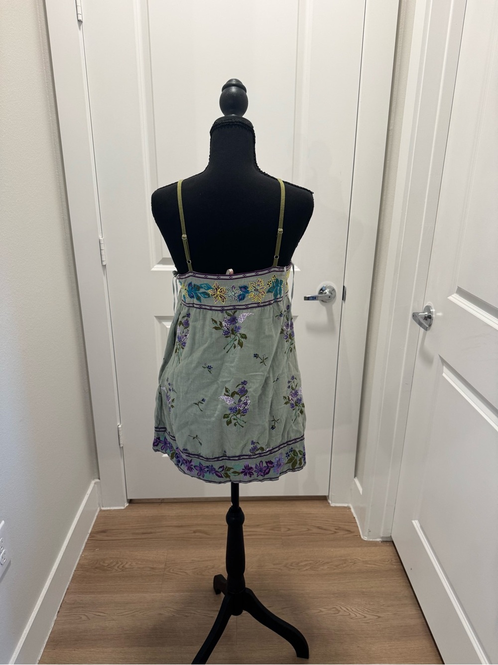 Free People Mint Green Floral Mini Dress - Picture 3 of 8